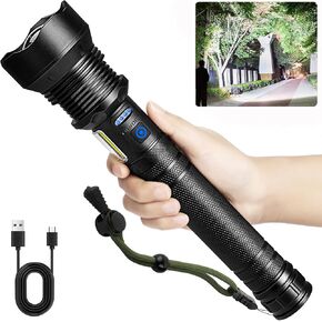 Cinlinso Flashlights High Lumens Rechargeable, 990,000 Lumens Super Bright Led Flash Light, 7 Modes with COB Light, IPX6 Waterproof, Handheld Powerful Flashlight for Home, Camping, Emerge∩cies