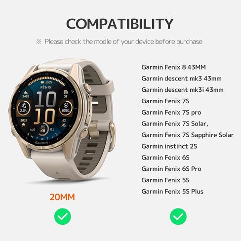 Ninki 20mm Watch Band Connectors لـ Garmin Fenix ​​8 43mm محولات حزام ، FIT المعدني السريع Fit Fit Feenix Fenix ​​8 43 مم محول اتصال Garmin Fenix ​​8 43mm نطاقات الفضة in Kuwait