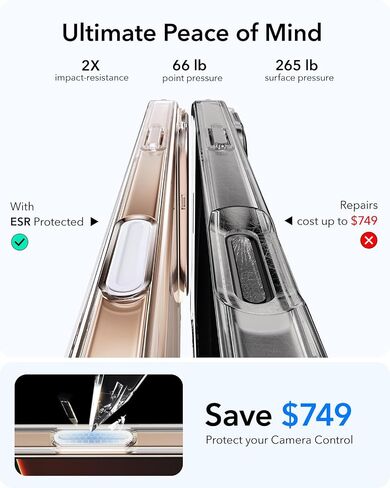 ESR for iPhone 16 Pro Case, Camera Control Compatible with MagSafe, Military-Grade Protective Case, Built-in Stash Stand Phone Case, Scratch-Resistant Back Cover, Classic Series, Clear in Saudi Arabia