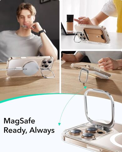 ESR for iPhone 16 Pro Case, Camera Control Compatible with MagSafe, Military-Grade Protective Case, Built-in Stash Stand Phone Case, Scratch-Resistant Back Cover, Classic Series, Clear in Saudi Arabia
