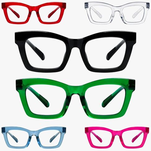 BLUELESS Oversize Reading Glasses Metalless Screwless Spring Hinges 6 Pack Readers for Wide Face in Saudi Arabia