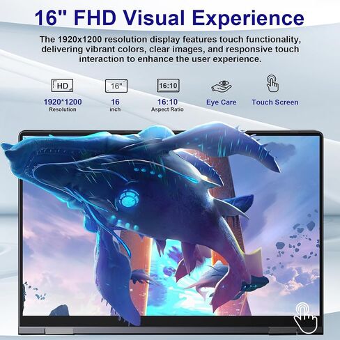جهاز كمبيوتر محمول قابل للتحويل 16 بوصة ، 2 في 1 كمبيوتر محمول مع شاشة لمس FHD 360 ، تخزين 32 جيجابايت من ذاكرة الوصول العشوائي 1152GB ، Celeron N5095 ، لوحة مفاتيح الإضاءة الخلفية ، قارئ بصمات الأصابع ، 53.2WH in Kuwait