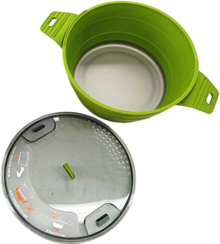 Camp cook Collapsible Pot Olive color 2L Silicone Aluminum Alloy Foldable Camp Cookware Pot-Expandable Folding Pot Portable Pot,For Travel, Camping, Hiking,Picnic, Beach, Holiday,Outdoor Sports in Saudi Arabia