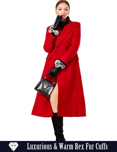 VIKIDEER Elegant Super Warm Fur Lined Gloves Women Leather Gloves Rabbit Fur Lining and Cuffs Touchscreen Driving in Kuwait