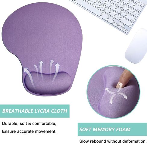 Mouse Pad with Wrist Support, Ergonomic Mouse Pads with Memory Foam Wrist Rest, Easy Typing Pain Relief, Comfortable Home Office Computer Wrist Support Pads for Working Studying Gaming, Purple in Kuwait