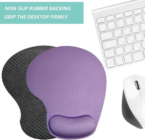 Mouse Pad with Wrist Support, Ergonomic Mouse Pads with Memory Foam Wrist Rest, Easy Typing Pain Relief, Comfortable Home Office Computer Wrist Support Pads for Working Studying Gaming, Purple in Kuwait