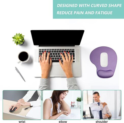 Mouse Pad with Wrist Support, Ergonomic Mouse Pads with Memory Foam Wrist Rest, Easy Typing Pain Relief, Comfortable Home Office Computer Wrist Support Pads for Working Studying Gaming, Purple in Kuwait