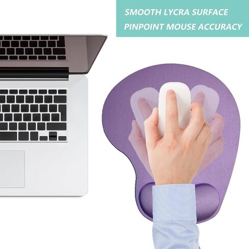 Mouse Pad with Wrist Support, Ergonomic Mouse Pads with Memory Foam Wrist Rest, Easy Typing Pain Relief, Comfortable Home Office Computer Wrist Support Pads for Working Studying Gaming, Purple in Kuwait