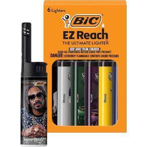 BIC EZ Reach Candle Lighter, The Ultimate Lighter with Wand for Candles, Assorted Snoop Dogg Designs, 6 Count Pack of Lighters