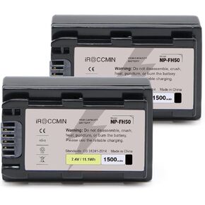 2Pcs NP-FH50 Battery,1500mAh Battery for NP-FH30 NP-FH40 NP-FH50 NP-FH70 NP-FH100 Work With Sony Cyber-Shot DSC-HX1 HX100V DSC-HX200 HX200V,Alpha DSLR-A230 DSLR-A290 DSLR-A330 DSLR-A380 DSLR-A390