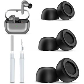 3-Pairs Ear Tips for Galaxy Buds 3 Pro, Memory Foam Replacement Ear Tips Compatible for Samsung Buds 3 Pro Earbuds Accessories No Silicone Pain Noise Isolation | Fit in Charging Case (Black-S/M/L)