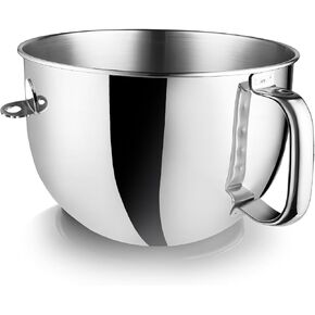 6QT Stainless Steel Mixer Bowl Compatible With Kitchen Aid Stand Mixers, Replacement Mixing Bowl for 6QT Kitchen Aid Lift Mixers