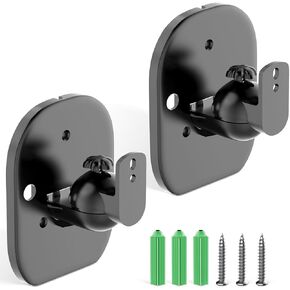 Set of 2 Black Bookshelf and Surround Sound Speaker Wall Mounts Bracket Kit, Hold up to 7.7 lbs for Small Speakers