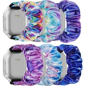 6 Pack Scrunchie Band Compatible with Cosmo JrTrack 4/3/2 SE/2/JrTrack & Gizmo Watch Adventrue 3 3 2 1/Gabb Watch 3e 3 2 1/SyncUP Watch Band, 20mm Cute Soft Stretchy Strap for Small Wrist