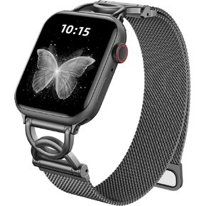 Zedoli Milanese Loop Compatible with Apple Watch Bands 40mm 41mm 38mm 42mm 44mm 45mm 46mm Series 10 9 8 7 6 5 4 3 2 1 SE for Women, Magnetic Stainless Steel Strap with DC-Shape Clasp for iWatch Band