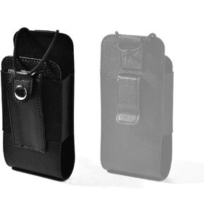 Leather Universal Radio Holster for Duty Belt with Back Clip,Walkie Talkie Pouch Holder for Motorola Baofeng Midland Kenwood Handheld Ham Radio
