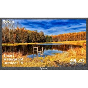 SYLVOX 43 inch Outdoor TV, Smart TV Compatible with Google Waterproof 4K LED Outdoor Television with Dual Speakers, Support Bluetooth & Wi-Fi, Deck Pro 2.0 Series Suitable for Partial Sun Areas