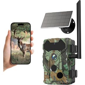 4G/LTE Trail Camera 32MP WiFi Hunting Camera 1080P with Solar 2.4" TFT Night Vision No Glow IP66 Water Proof for Wild Farm Hunting Property Security