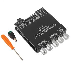 50W*2+100W Bluetooth Amplifier Board with Treble and Bass Control TPA3116D2 Chips DC 12-24V BT and AUX Inputs 2.1 Channel Stereo AMP Board for Home TheaterDIY Wireless Speakers Password Free
