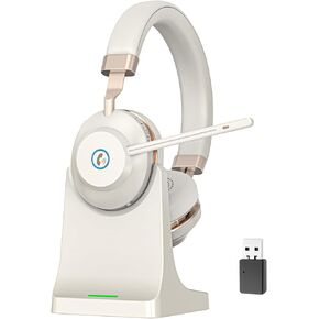 سماعات الرأس اللاسلكية مع الميكروفون للعمل ، وسماعات الرأس Bluetooth مع MIC MUTE & USB Dongle ، و V55