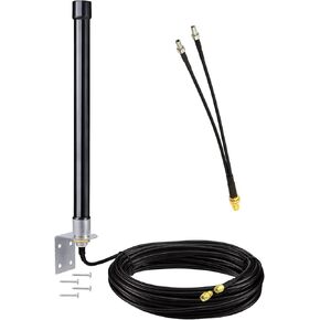 Bingfu 4g LTE Long Range Cellular Antenna Wall Mount - 32.8ft Cable - with SMA to Dual ts9 Adater - Compatible with Spypoint Link Micro Covert Wildlife Hunting Game Cam Outdoor Mobile Security Camera