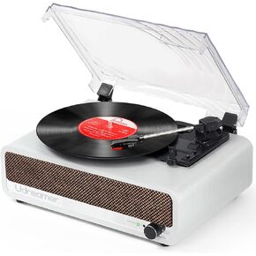 Vinyl Record Player with Upgraded Speakers Bluetooth Turntable Support USB AUX-in Headphone RCA Line-Out Auto-Stop 3 Speed Belt-Driven Vintage Portable Vinyl Player Mirror Design