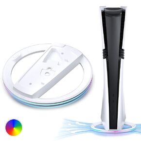 Vertical Stand for PS5/PS5 Slim/PS5 Pro Console Disc and Digital with Screw, PS5 Base Stand Replacement for PlayStation 5 Slim Console, PlayStation 5 Vertical Stand with RGB Lights, PS5 Accessories