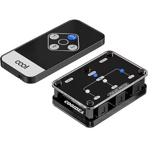 Toslink Automatic Switch Digital Optical Switcher 3 in 1 Out with Remote Control Supports 192k/24Bit PCM2.0 DTS Dolby-AC3 Compatible with HDTV/Xbox/Blu-Ray Player/PS