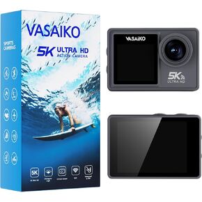 Action Camera 5K 30FPS 50MP with Ultra HD IPS Screen, Waterproof Camera Underwater 131 FT with EIS, Remote Control Sports Camera 5X Zoom with 2pcs 1350mAh Battery, APP & WiFi Support