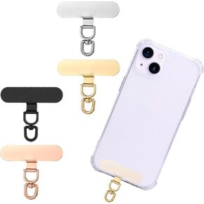 4 Pcs Phone Tether Tabs Rotatable Metal Phone Lanyard Holder Universal Sticky-Free Safety Cell Phone Patch Without Adhesive for Strap Replacement Pendant Charm