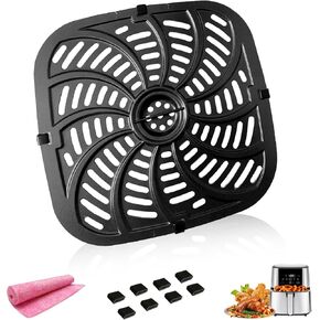 8QT Air Fryer Grill Plate for 8QT Chefman TurboFry Touch Air Fryer XL, Upgraded Air Fryer Grill Pan Crisper Plate Tray Rack Insert Grate Grid for 8QT Chefman Air Fryers, Dishwasher Safe