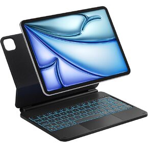 Inateck Magnetic Keyboard Case for Air 11 inch 2024 M2, Easy-Set Keyboard for Air 6/5/4 Gen, iPad Pro 11 4th/3rd/2nd/1st Gen, Floating Cantilever Stand, 7-Color Backlight, with Trackpad, KB09119
