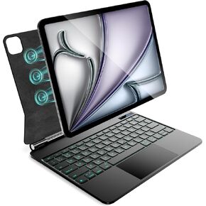 for iPad Air 13 inch case Keyboard M3 2025 & M2 2024,Magic Keyboard for iPad Pro 12.9 (6th,5th,4th,3rd Gen),Magnetic Attach,Multi-Gesture Trackpad,7-Color Backlit,Shortcut Keys,White