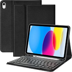 COO Keyboard Case Compatible with ipad 10th Generation (2022), Wireless Detachable Keyboard with Premium Protective Cover with Pencil Holder for Apple iPad 2022 10.9 Inch Black