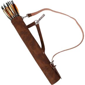 18 Inches Archery Products for Hunting & Sports- Modern Shooting Leather Quiver for Adults- Hip/Back & Side Arrows Quiver for Archery Sports & Practice, Briwn