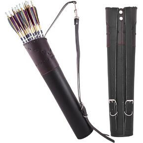 Traditional Quivers Genuine Leather Archery Quiver for Arrows- Hunting Quiver with Long Adjustable Straps for Beginners and Professionals