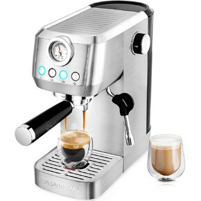 CASABREWS Espresso Machine 20 Bar, Stainless Steel Espresso Maker With Steam Milk Frother, Coffee Machine Cappuccino Latte Machine With 43.9 oz Removable Water Tank