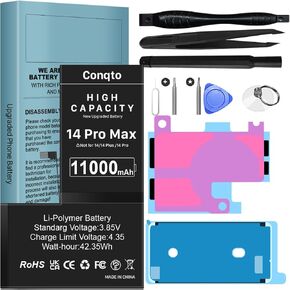 [11000mAh] Upgraded Battery for iPhone 14 pro max, 2025 New Version Ultra-High Capacity 0 Cycle Replacement Battery for iPhone 14 pro max A2894, A2651, A2893, A2895 with Professional Repair Tool Kits