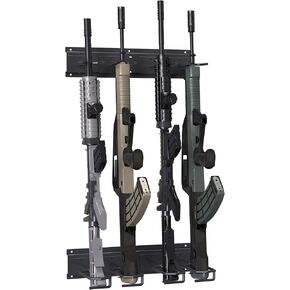 Tuenort Gun Rack Wall Mounted,Indoor Metal Shotgun Rack, 4-Slot Vertical Rifle Shotgun Gun Rack, Heavy Duty Metal Wall Gun Rack Display Stand