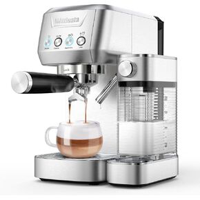 Cappuccino Machine 20 Bar, Professional Espresso Machines for Home and Office with Automatic Milk Frothering System, Barista Compact Latte Maker for Coffee Lovers, Stainless Steel-Mattino