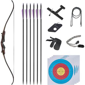 62" Takedown Recurve Bow and Arrow Set for Adult Beginner Hunting Wooden Archery Bow for Outdoor Practice Right Handed