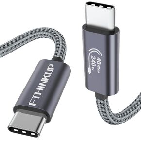 FThinkup USB4 Cable, 40Gbps USB C to USB C Cable Compatible Thunderbolt 4/3, 240W USB Type C Fast Charging, 8K Video Transfer for MacBook, iPhone 15, Samsung, eGPU, Steam Deck, Switch 6.6FT