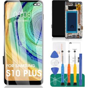 incell for Samsung S10 Plus LCD Screen Replacement for Galaxy S10 Plus SM-G975U LCD Display لـ Galaxy S10 Plus Plus Displatizer Most Screen President Erghance (Black ، بدون بصمة)