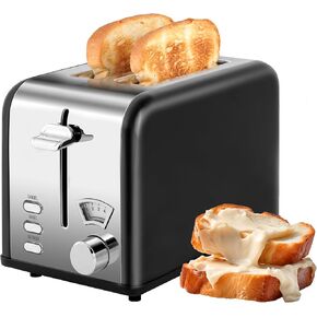 YSSOA 2-Slice Toaster, 5 Browning Setting and 3 Function: Bagel/Defrost/Cancel, Toaster with Extra Wide Slot & Removable Crumb Tray, Black