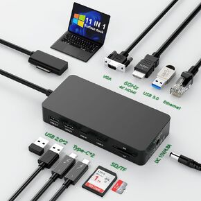 New Microsoft Surface Dock 2, 11 in 1 Surface Docking Station with 4K HDMI+VGA, Surface Pro Docking Station Power Supply for Surface Pro 11/10/9/8/X/7/6, Surface Laptop Go/Laptop, Surface Book