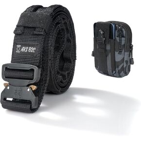 AKS Tactical Belt with Buckle | Molle Belt | Security Utility Belt with Pouch | Heavy Duty Battle Belt
