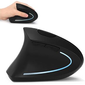 Lekvey Left Handed Mouse, Wireless 2.4 GHz USB Lefty Left Hand Ergonomic Vertical Mouse, Less Noise - Black