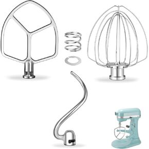 Stainless Steel Replacement Accessories Kit for Kitchen Aid 5.5-6QT Bowl Lift Stand Mixer, Includes Flat Beater Paddle, 6 Wire Whisk, Dough Hook, Fits for KP26, KL26, KB26, KSM55/60