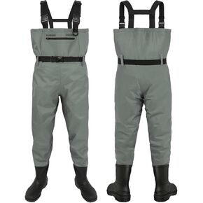 Waterproof Fishing Waders for Men Women| 2-Ply Nylon/PVC Chest Wader with Boots for Duck Hunting & Fly Fishing| Lightweight Bootfoot Waders