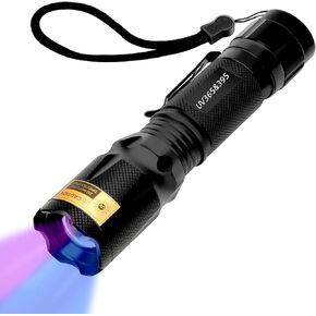 UV Flashlight Black Light- 365nm 395nm Ultraviolet Flashlights, Handheld Blacklight Torch Woods Lamp for Pet Urine Stains Detection, Rocks & Minerals, Glue Curing, Scorpions Finder and Uranium Glass
